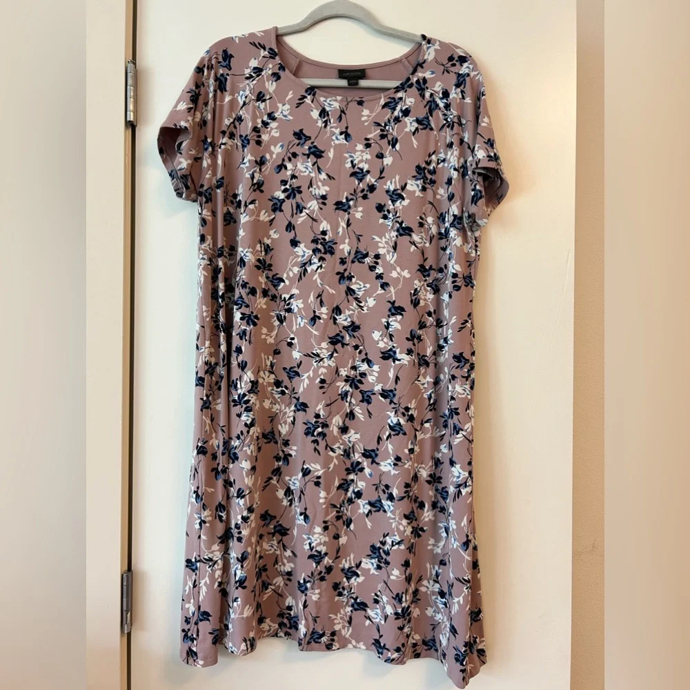 J Jill purple floral wear ever dress size large - Picture 1 of 4